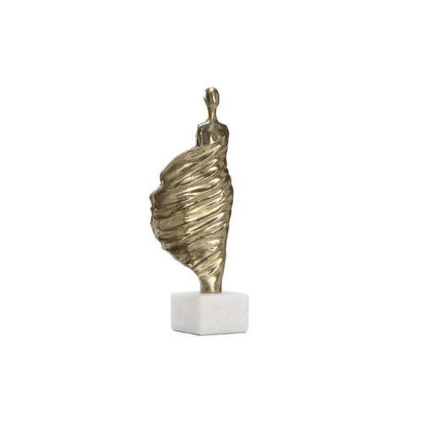 Antique Brass and Natural White Left Facing Gala Night Statue, image 1