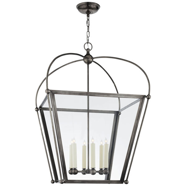 Riverside Large Square Lantern in Bronze with Clear Glass by Chapman and Myers, image 1