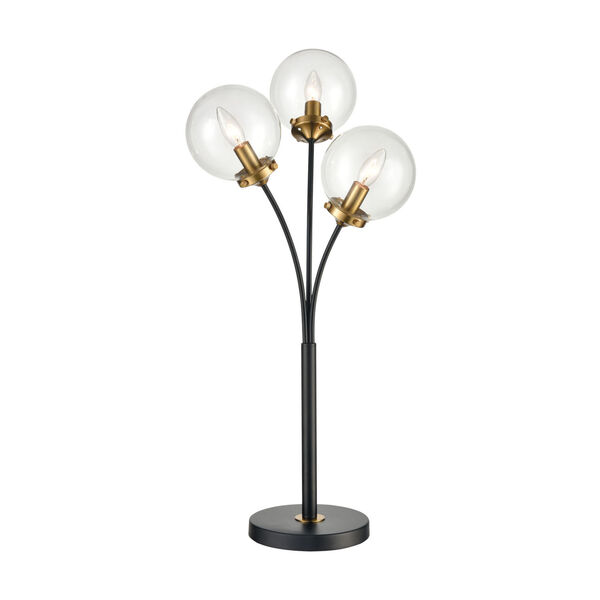 Boudreaux Burnished Brass with Matte Black Three-Light LED Table Lamp, image 1