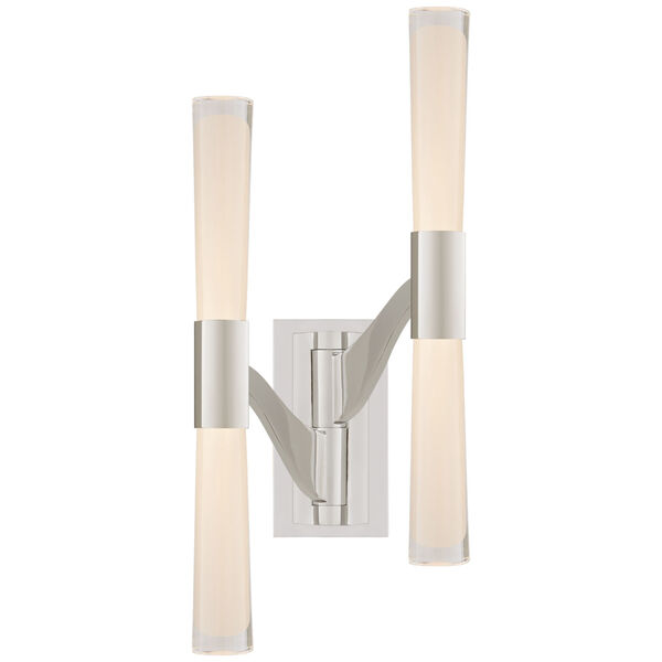 Brenta Large Double Articulating Sconce in Polished Nickel with White Glass by AERIN, image 1