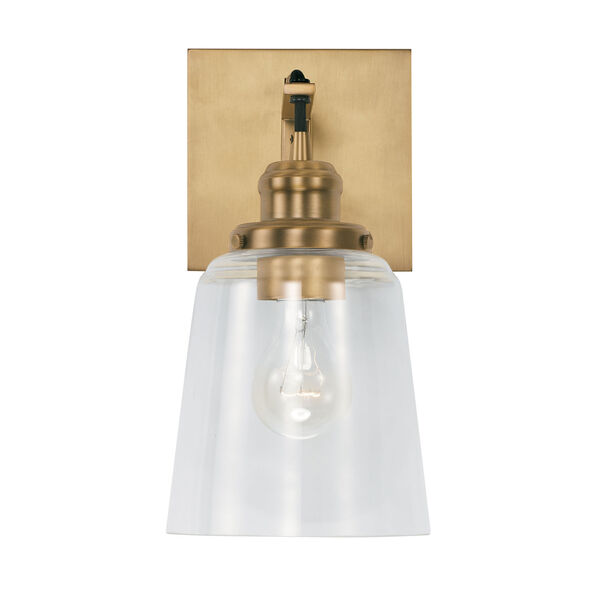 Fallon Aged Brass One-Light Wall Sconce with Clear Glass Shade, image 5