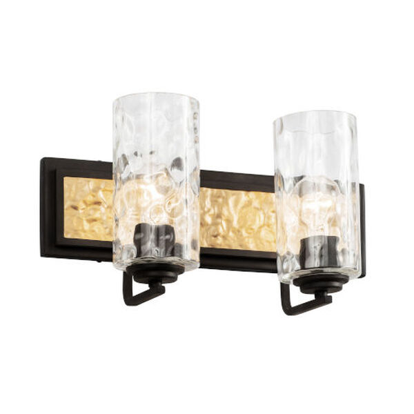Hammer Time Carbon and French Gold Two-Light Bath Vanity, image 3