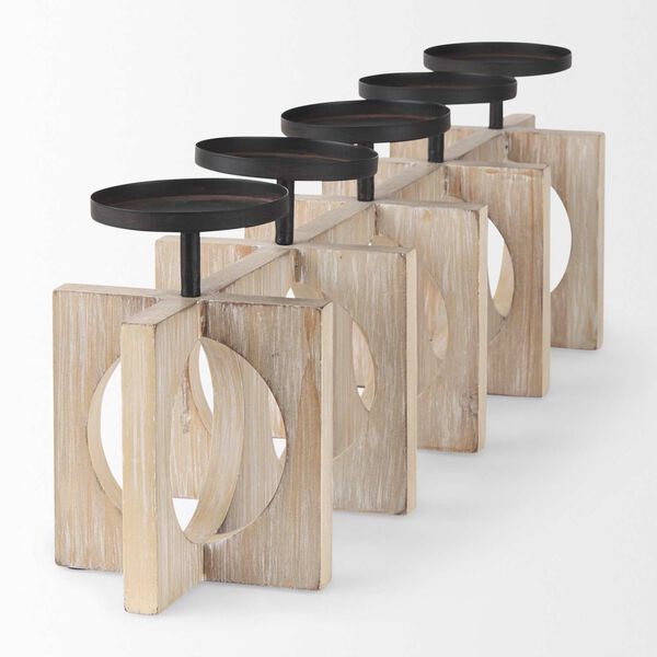 Cambie Natural and Black Metal Candle Holders, image 4