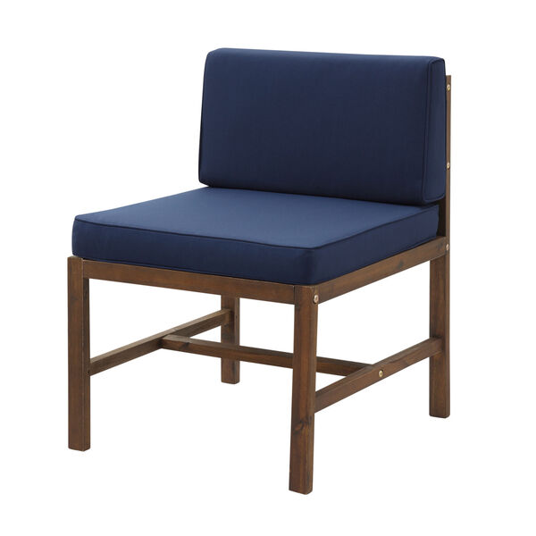 Sanibel Dark Brown and Navy Blue Patio Side Chair, image 1