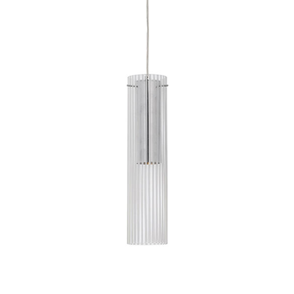 Chrome 16-Inch One Light LED Pendant with Frosted Striped Glass, image 1