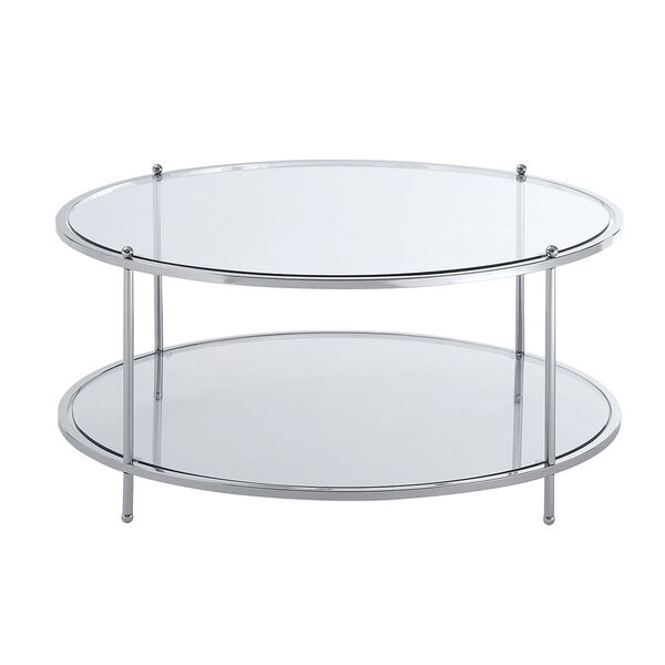 Royal Crest 2 Tier Round Glass Coffee Table in Clear Glass and Chrome Frame, image 6