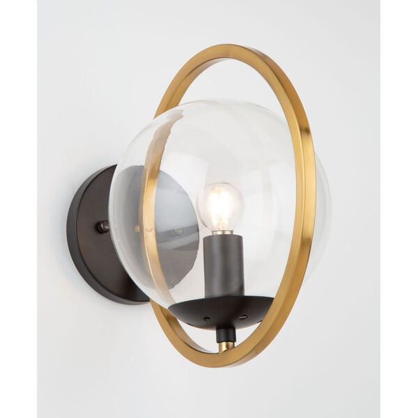 Lugano Black and Vintage Brass One-Light Wall Sconce, image 2