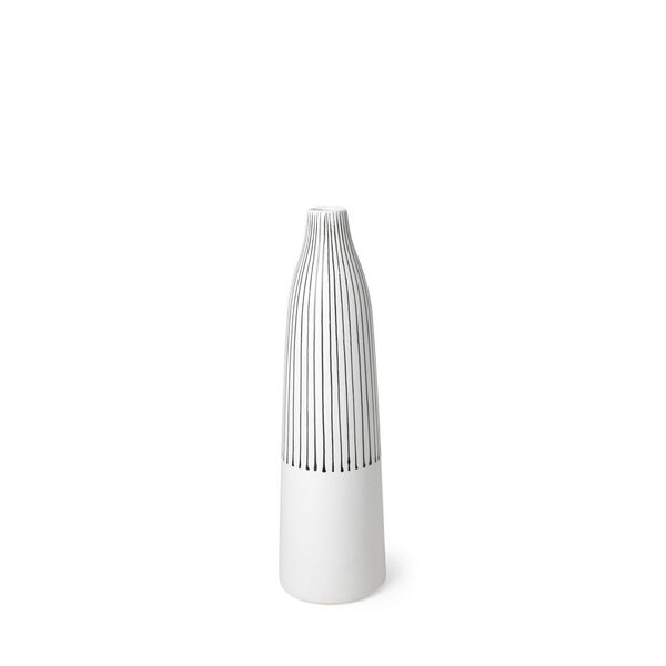 Kira I White Pinstripe Ceramic Vase, image 1