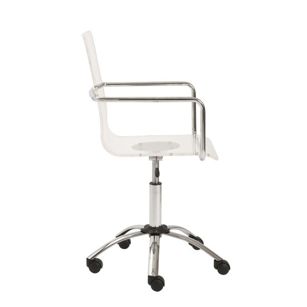 Chloe Clear 21-Inch Office Chair with Chromed Steel Base, image 3