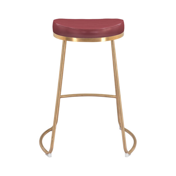 Bree Burgundy and Gold Counter Stool, Set of Two, image 5