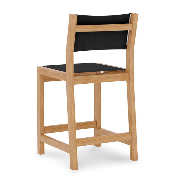 Pearl Natural Sand Teak Black Outdoor Counter Height Stool, image 2