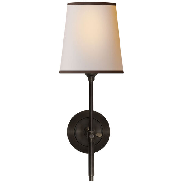 Bryant Sconce in Bronze with Natural Paper Shade and Black Tape by Thomas O'Brien, image 1