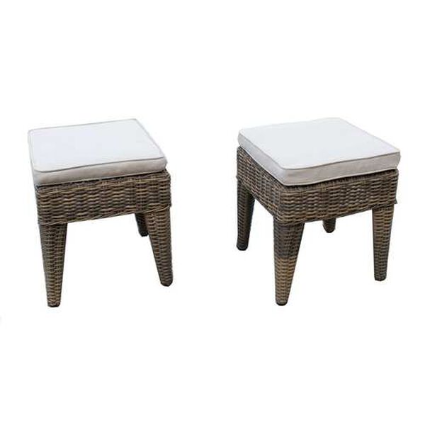 Spanish Wells Driftwood Canvas Natural Ottomans , Set of Two, image 1