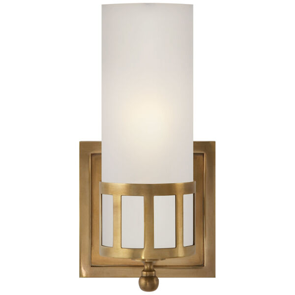 Openwork Small Sconce in Hand-Rubbed Antique Brass with Frosted Glass by Studio VC, image 1