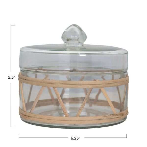 Clear Rattan Wrapped Glass Jar with Lid, image 3