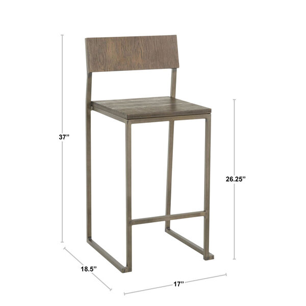 Fuji Black and Espresso Industrial Counter Stool, Set of 2, image 5