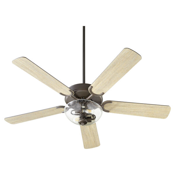 Virtue Oil Bronze Two-Light 52-Inch Ceiling Fan with Clear Seeded Glass Bowl, image 1