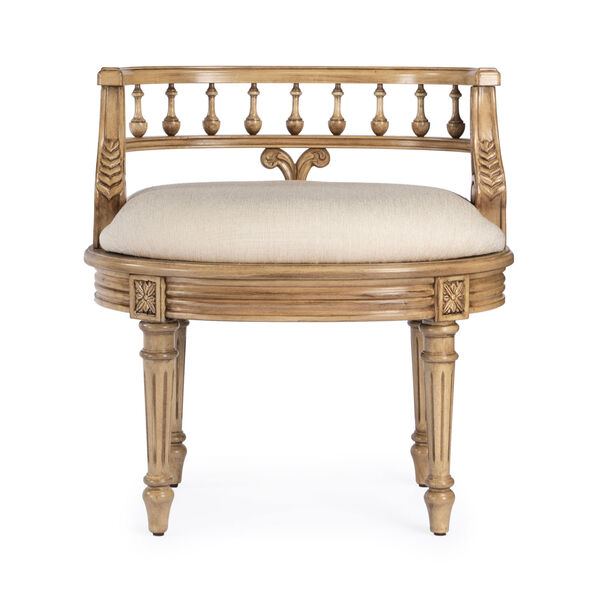 Hathaway Antique Beige Upholstered Vanity Seat, image 1