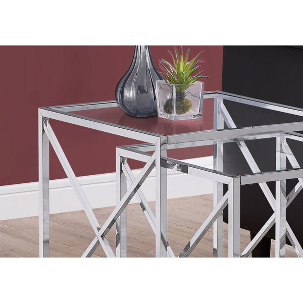 Chrome 20-Inch Nesting Table, 2 Pieces, image 3
