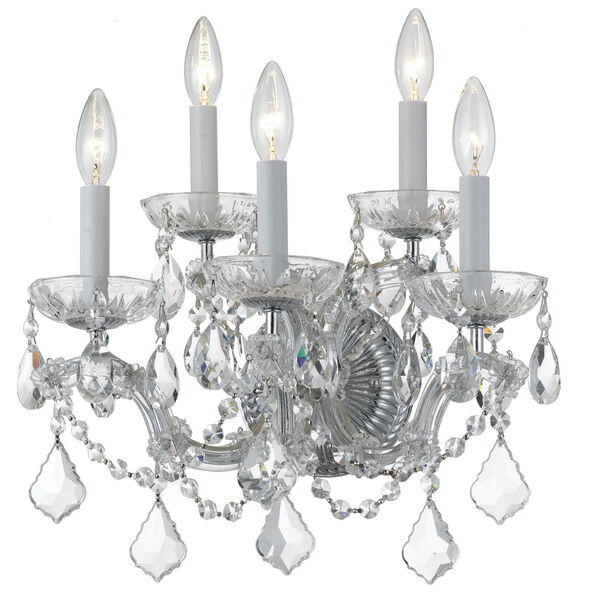 Maria Theresa Polished Chrome Five-Light Wall Sconce Draped In Swarovski Spectra Crystal, image 1