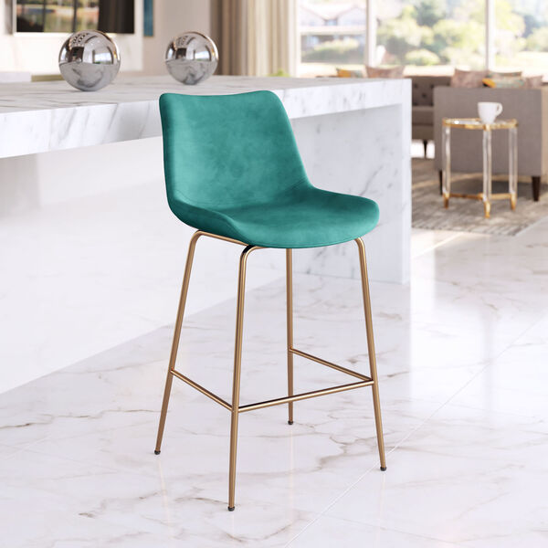 Tony Green and Gold Counter Height Bar Stool - (Open Box), image 2