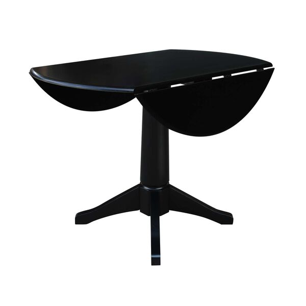 Black 30-Inch High Round Dual Drop Leaf Pedestal Dining Table, image 4