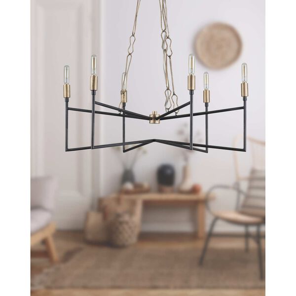 Bodie Havana Gold and Carbon Six-Light Chandelier, image 5