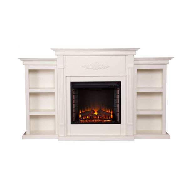 Tennyson Ivory Electric Fireplace with Bookcases, image 3