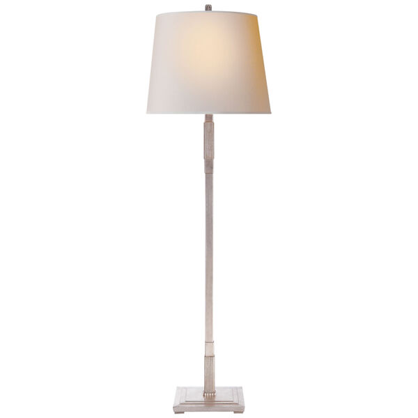 Marcus Floor Lamp in Burnished Silver Leaf with Natural Paper Shade by Thomas O'Brien, image 1