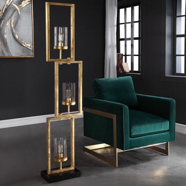 Cielo Gold Staggered Rectangles Three-Light Floor Lamp, image 5