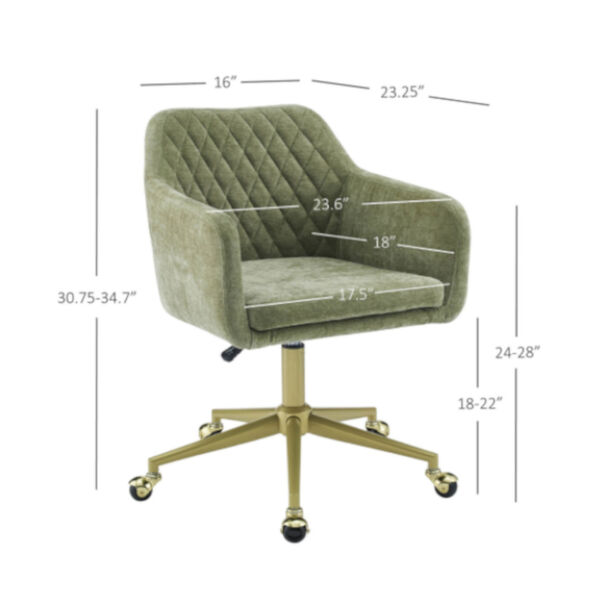 Imogen Green and Gold Quilted Office Chair, image 5