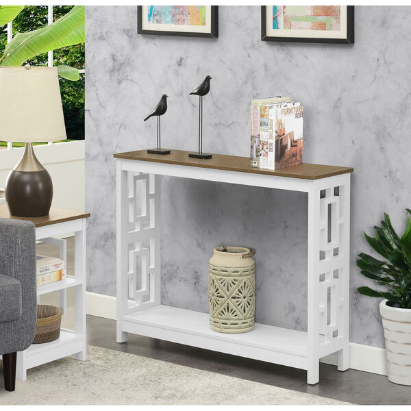 Town Square Driftwood and White Console Table with Shelf, image 1