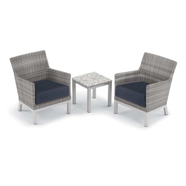 Argento and Travira Ash Midnight Blue Three-Piece Outdoor Club Chair and End Table Set, image 1
