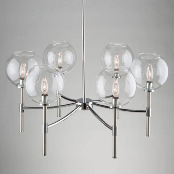 York Chrome and Brushed Nickel Six-Light Chandelier, image 2