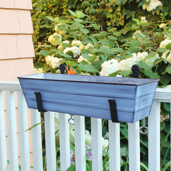 Nantucket Blue 22-Inch Flower Box with Clamp-On Bracket, image 3