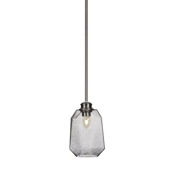 Rocklin Brushed Nickel One-Light 8-Inch Stem Hung Mini Pendant with Clear Bubble Glass, image 1