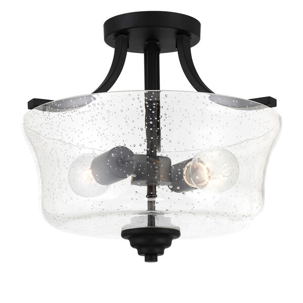 Shyloh Coal Two-Light Semi-Flush Mount with Clear Seeded Glass, image 1