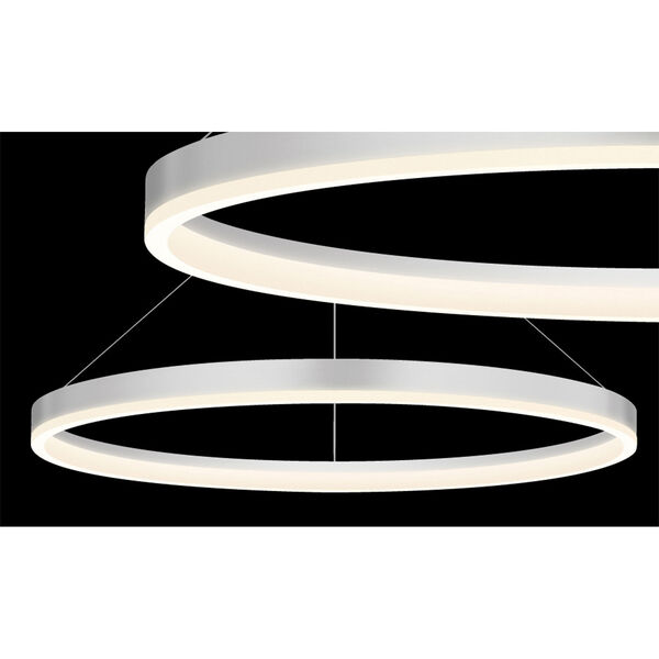 Corona Bright Satin Aluminum LED 32-Inch Pendant with White Etched Shade, image 3