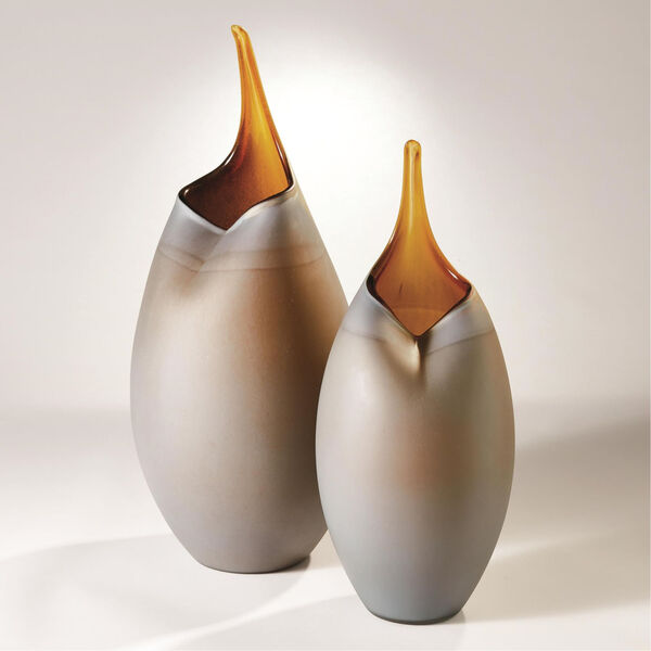 Frosted Gray and Amber Vase, image 2