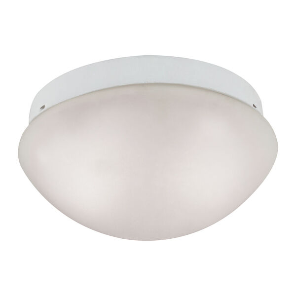Mushroom White Two-Light Flush Mount with Frosted White Glass Shade, image 1