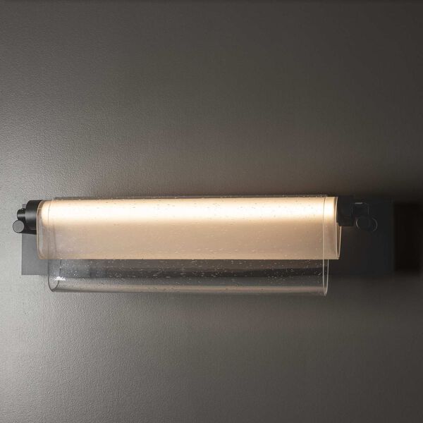 Draped Glass Black Integrated LED Wall Sconce with Seeded Glass, image 6
