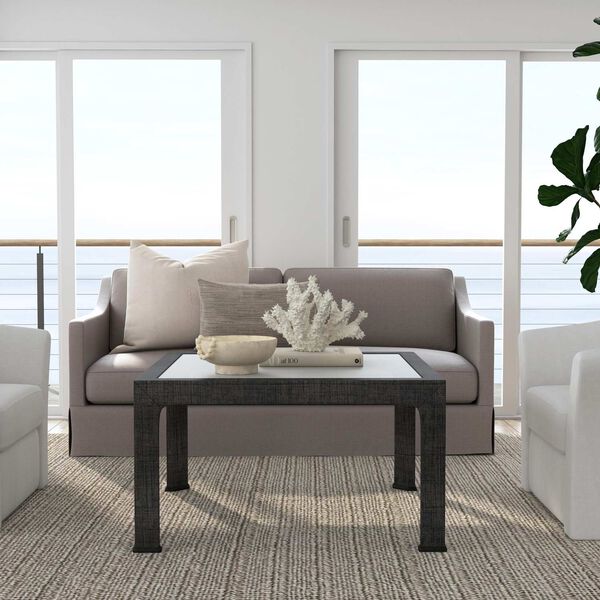 Chatham Charcoal Raffia and Glass Square Coffee Table, image 1