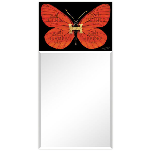 Designer Butterfly Red 48 x 24-Inch Rectangle Beveled Wall Mirror, image 4