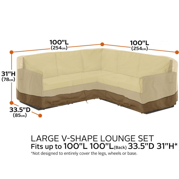 Ash Beige and Brown Patio V-Shaped Sectional Lounge Set Cover, image 4