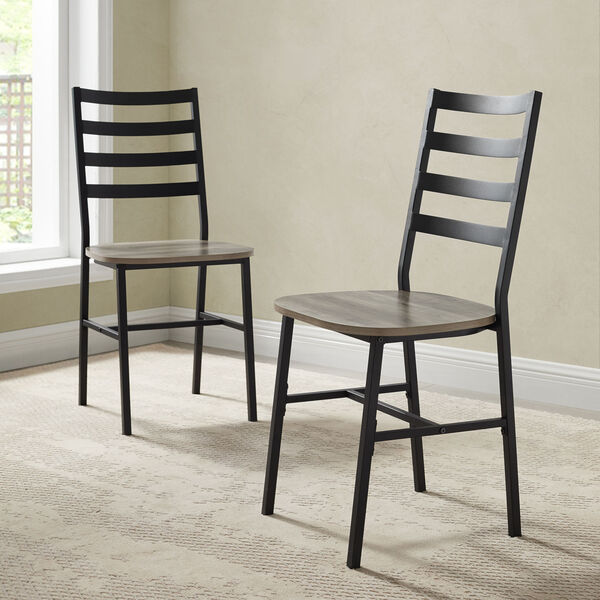 Gray and Black Slat Back Dining Chair, Set of 2, image 1