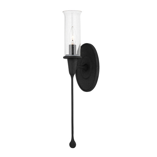 Chisel Black Iron One-Light Wall Sconce with Clear Shade, image 1