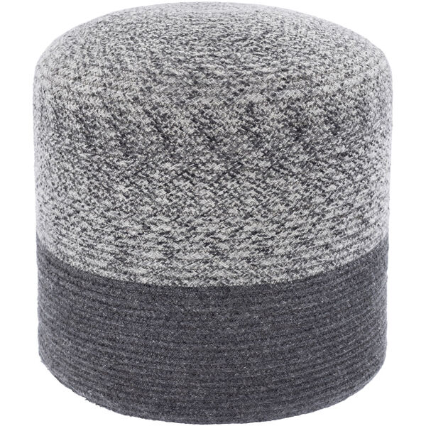 Poppy Medium Gray and Charcoal Pouf, image 1