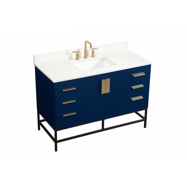 Eugene Blue 48-Inch Single Six-Drawer Bathroom Vanity, image 1