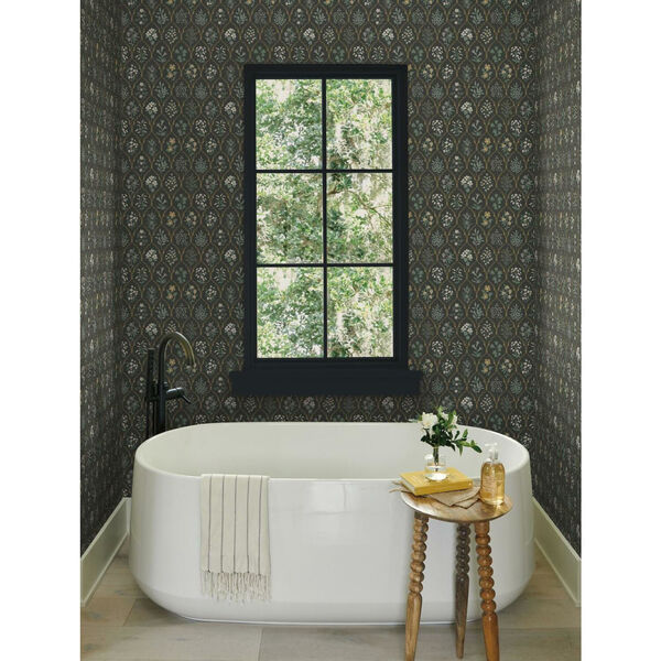 Rifle Paper Co. Black and Cream Hawthorne Wallpaper, image 1