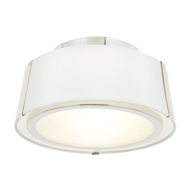 Fulton Polished Nickel Two-Light Flush Mount with Silk Shade, image 1